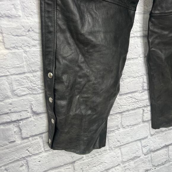 Wilsons Leather Motorcycle Chaps Black Size XXL 2XL Zip Snap Button 32" inseam - Picture 4 of 7